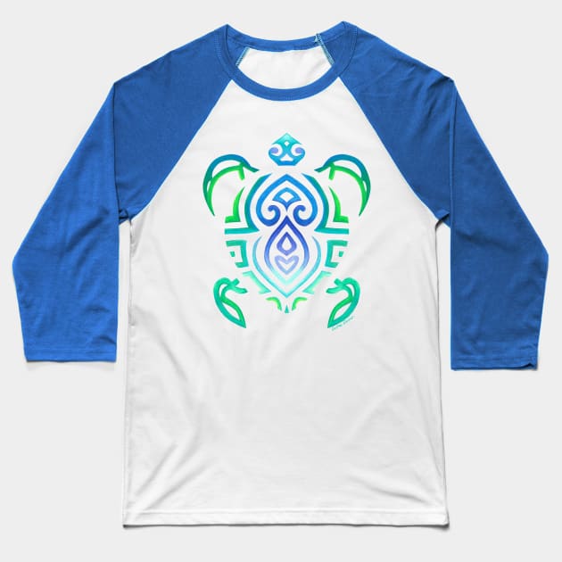 Tribal Turtle Baseball T-Shirt by artsytoocreations